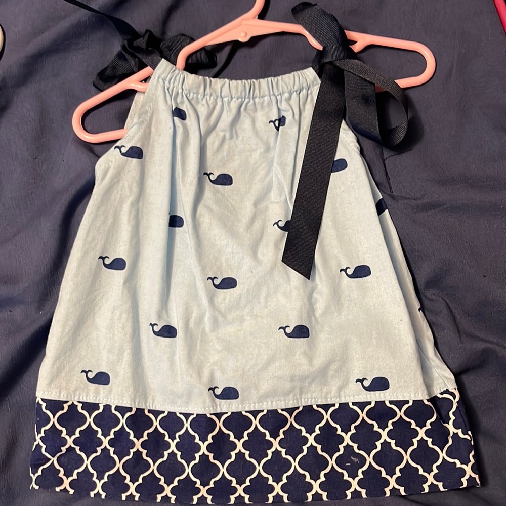 Girls Handmade Adjustable Whale Pillowcase Dress Size 3M
